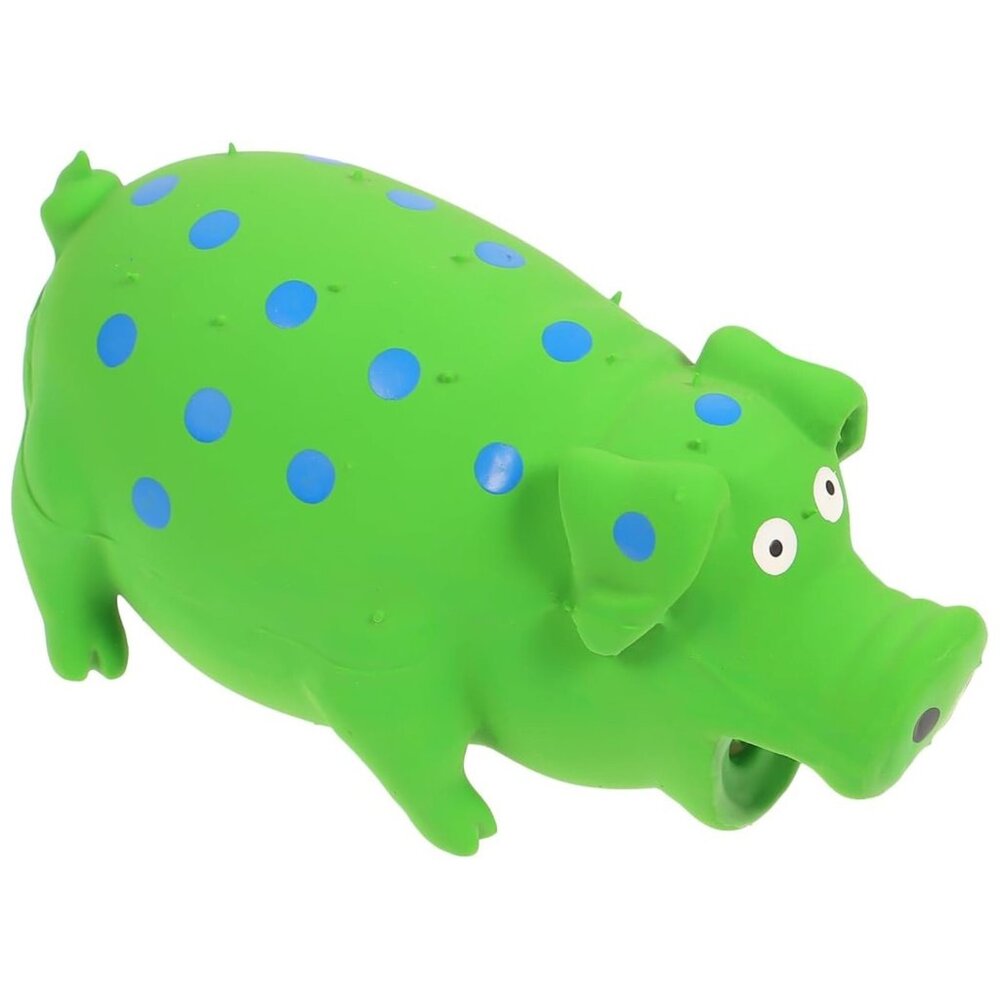 Multipet 9-Inch Latex Polka Dot Globlet Pig Dog Toy Green